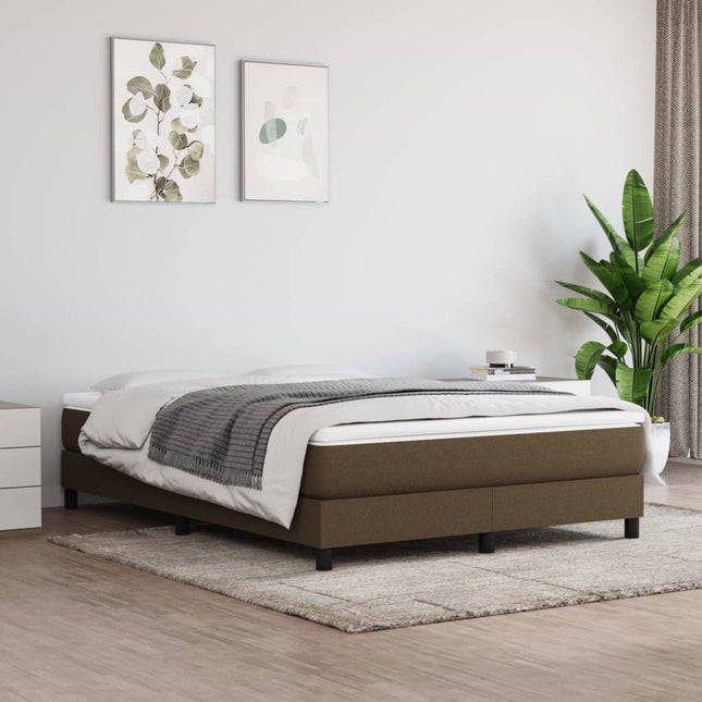 Boxspring met matras stof donkerbruin 140x200 cm 140 x 200 cm 25 cm