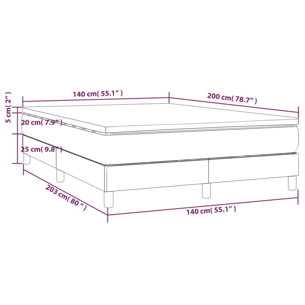 Boxspring met matras stof crèmekleurig 140x200 cm