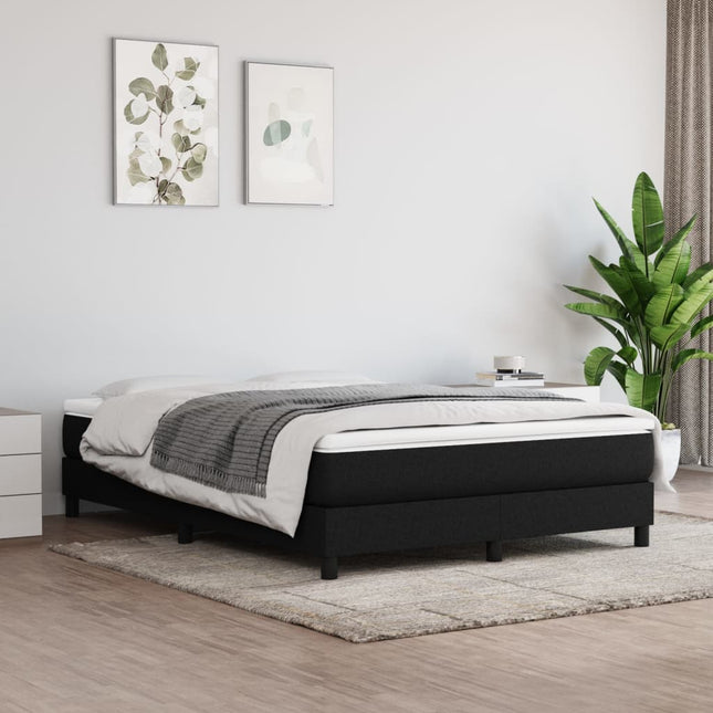 Boxspring met matras stof zwart 160x200 cm 160 x 200 cm 25 cm