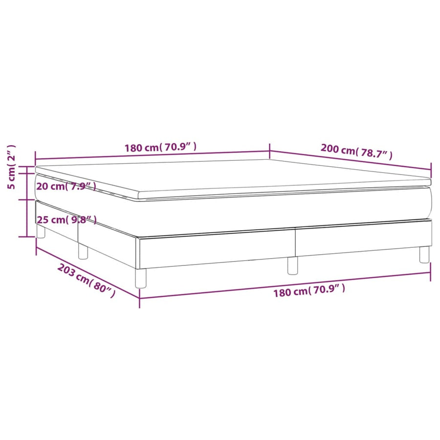 Boxspring met matras stof zwart 180x200 cm 180 x 200 cm 25 cm