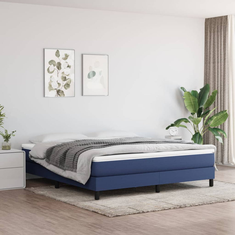 Boxspring Met Matras Stof Blauw 180 x 200 cm 25 cm