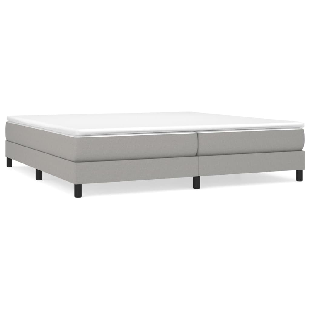 Boxspring met matras stof lichtgrijs 200x200 cm 200 x 200 cm 25 cm