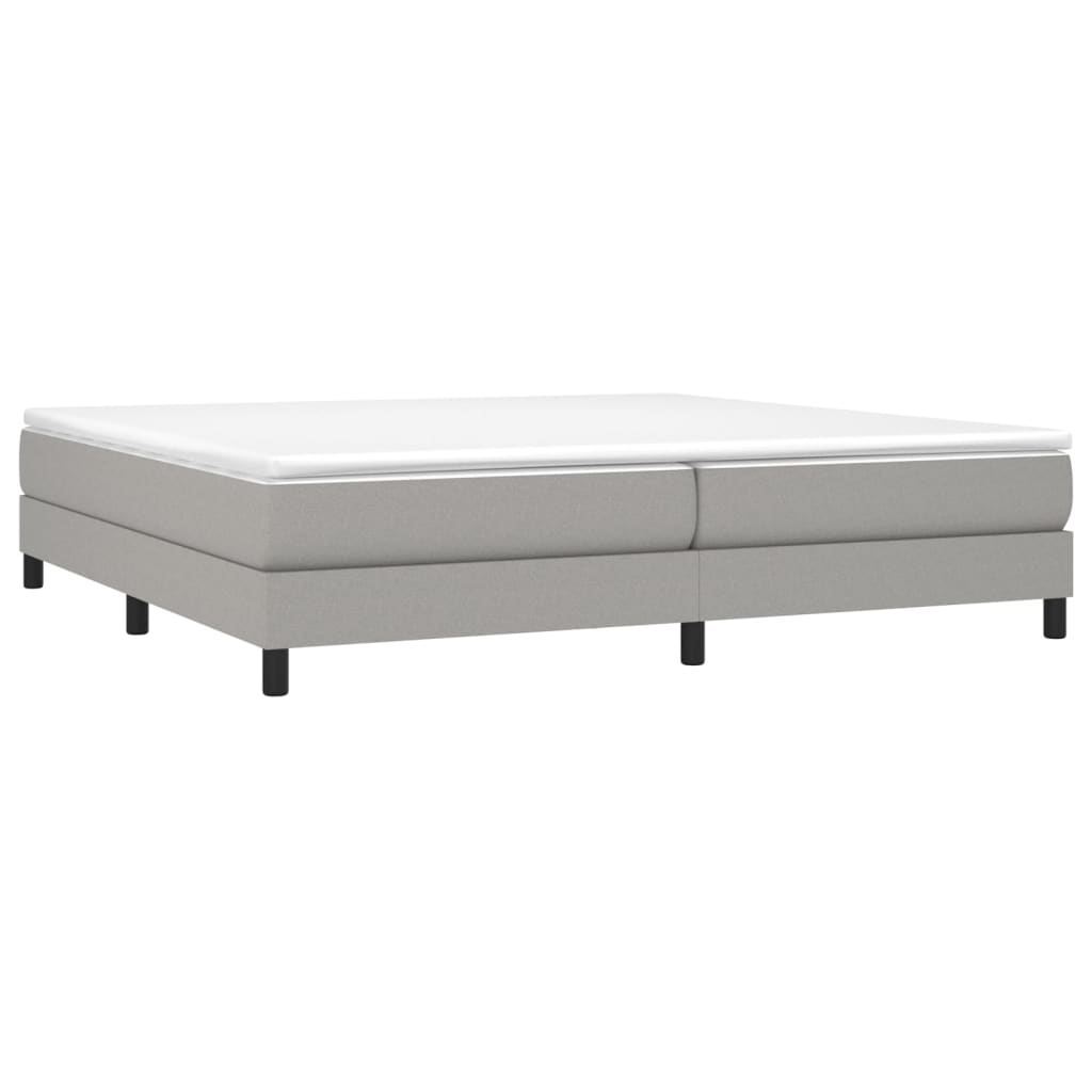 Boxspring met matras stof lichtgrijs 200x200 cm 200 x 200 cm 25 cm