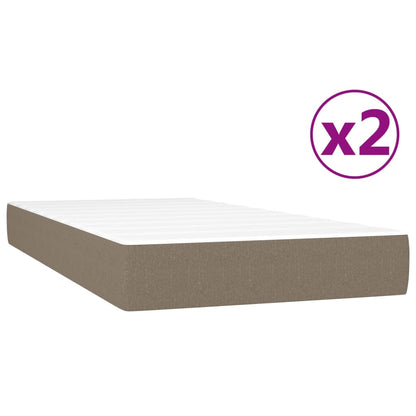 Boxspring met matras stof taupe 200x200 cm 200 x 200 cm 25 cm