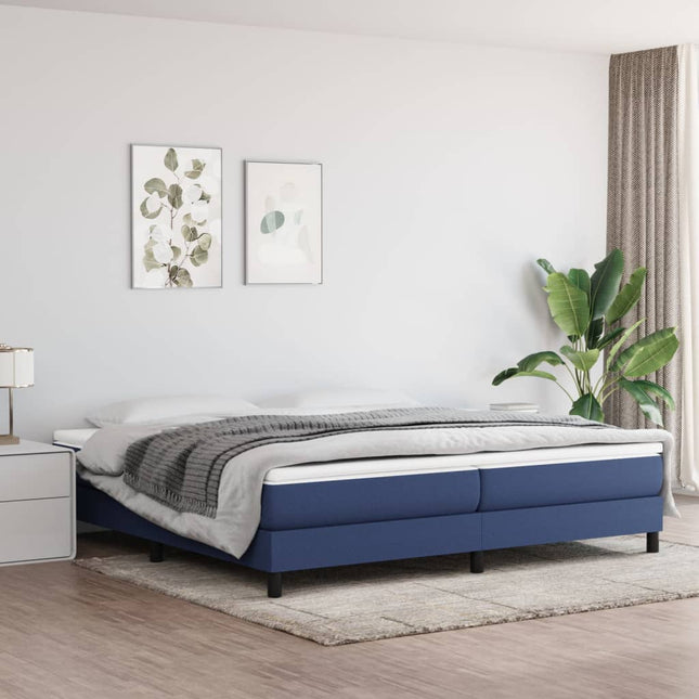 Boxspring met matras stof blauw 200x200 cm 200 x 200 cm 25 cm