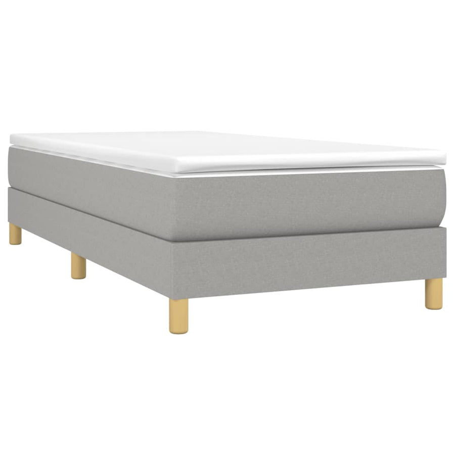 Boxspring met matras stof lichtgrijs 90x200 cm 90 x 200 cm 25 cm