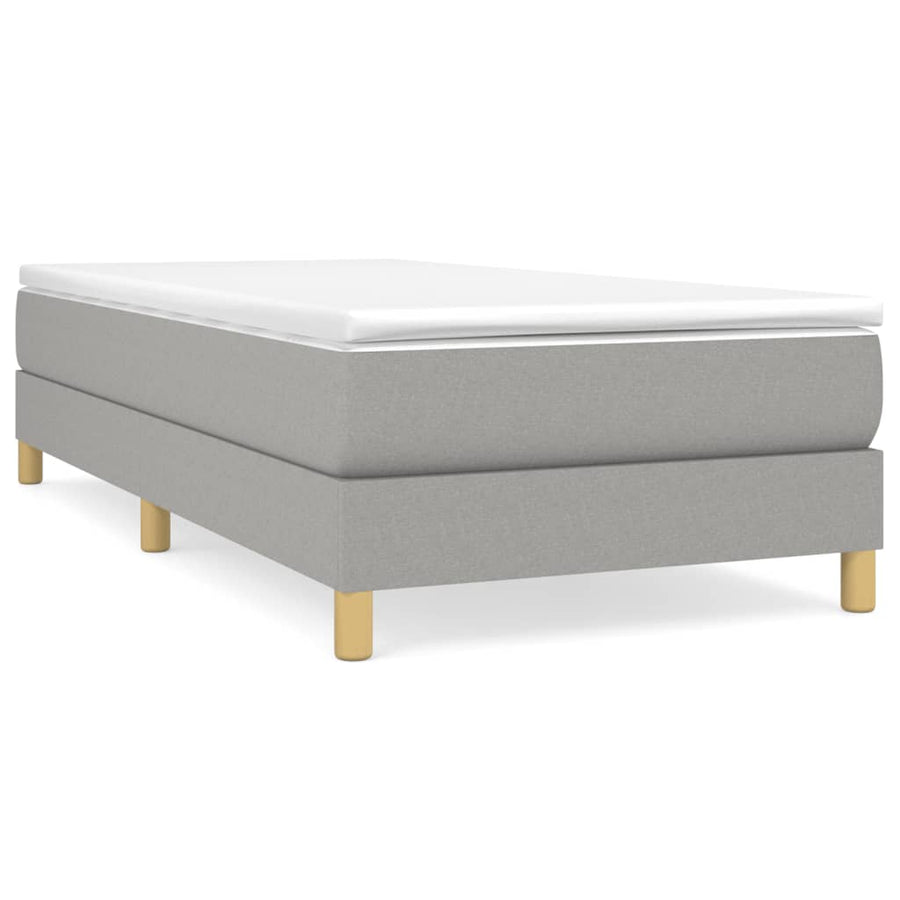 Boxspring met matras stof lichtgrijs 100x200 cm 100 x 200 cm 25 cm