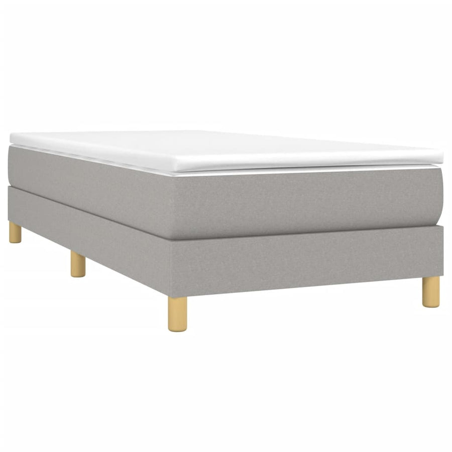 Boxspring met matras stof lichtgrijs 100x200 cm 100 x 200 cm 25 cm