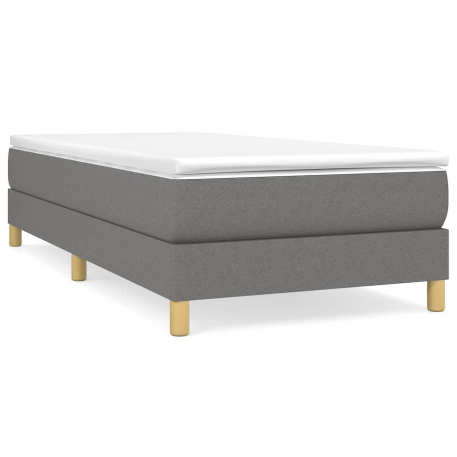 Boxspring met matras stof donkergrijs 100x200 cm 100 x 200 cm 25 cm