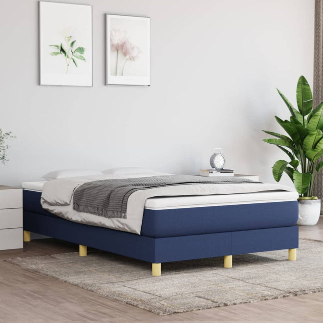 Boxspring met matras stof blauw 120x200 cm 120 x 200 cm 25 cm