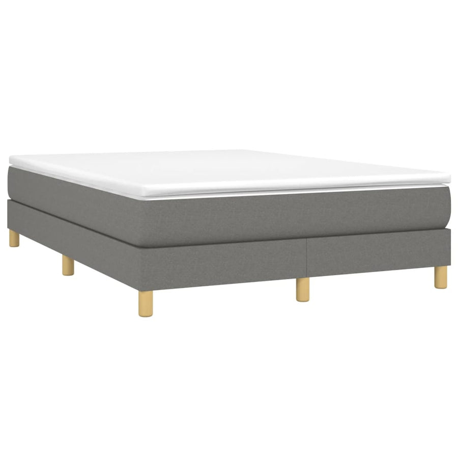 Boxspring met matras stof donkergrijs 140x190 cm 140 x 190 cm 25 cm