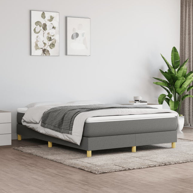 Boxspring met matras stof donkergrijs 140x190 cm 140 x 190 cm 25 cm