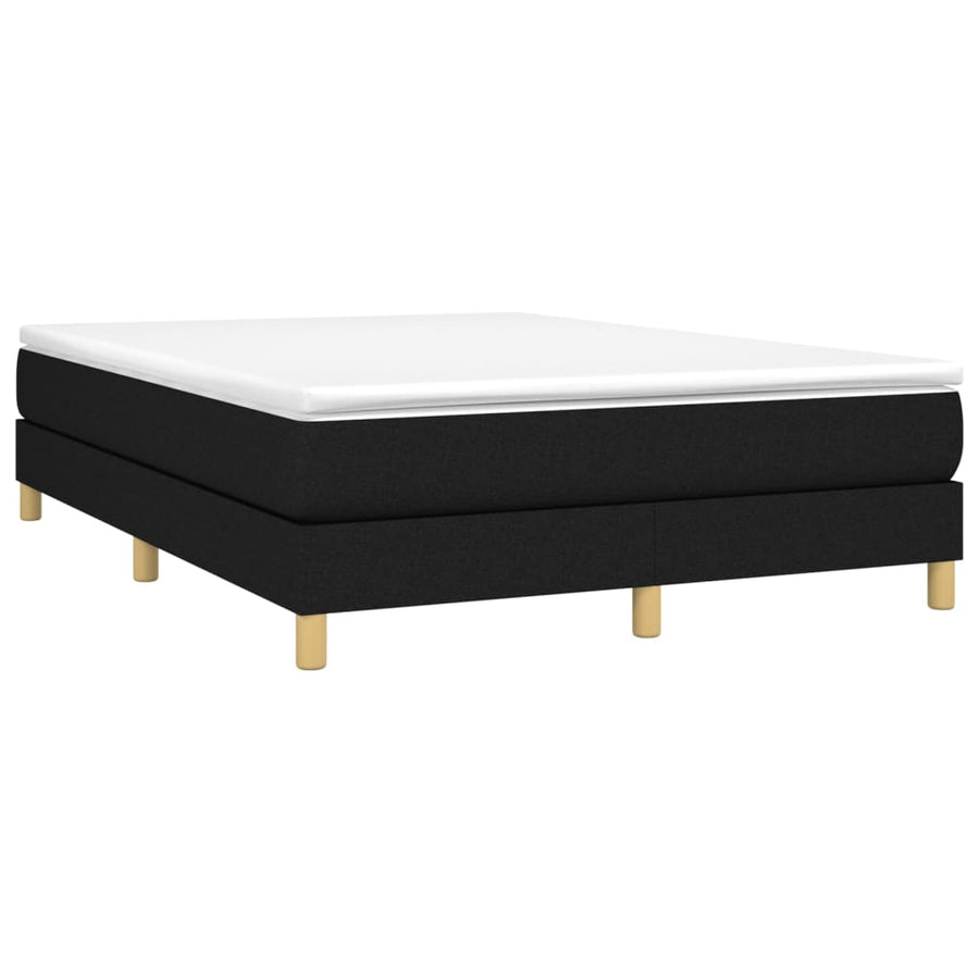 Boxspring met matras stof zwart 140x190 cm 140 x 190 cm 25 cm