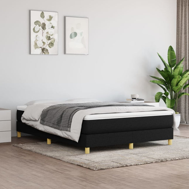 Boxspring met matras stof zwart 140x190 cm 140 x 190 cm 25 cm