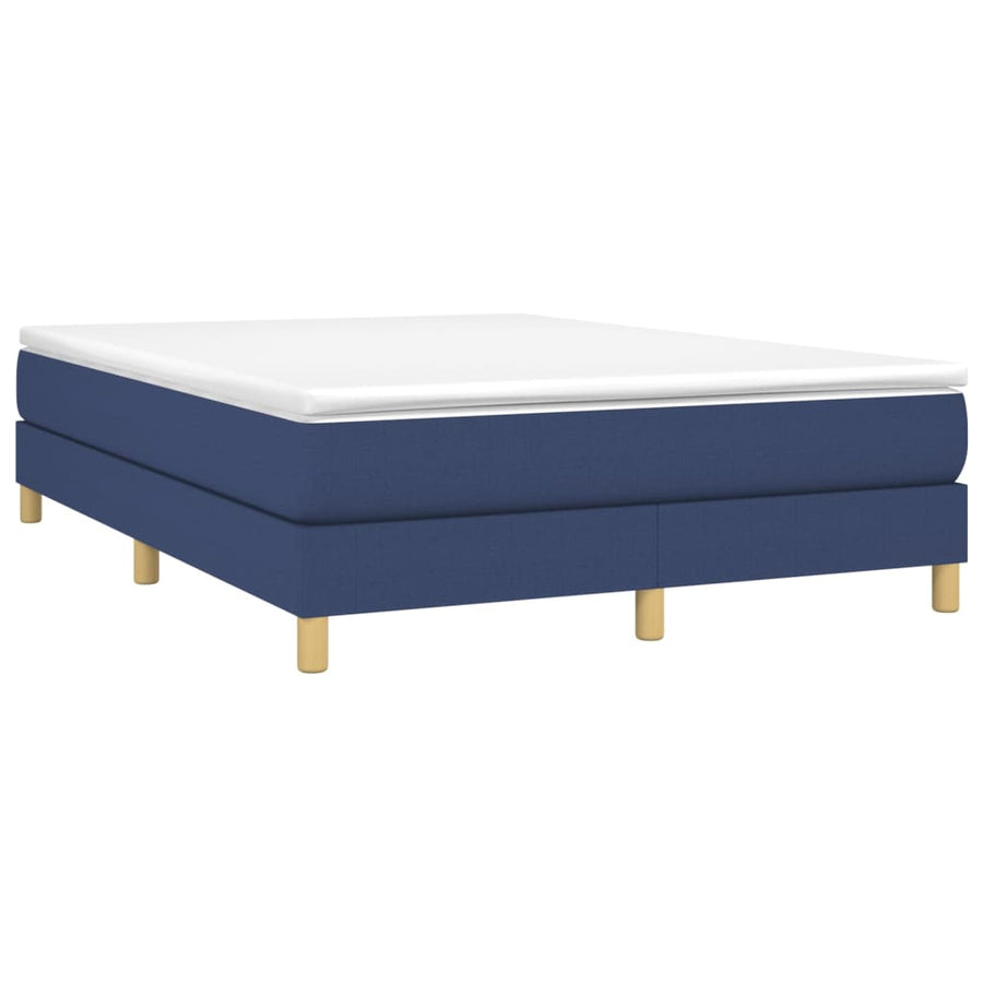 Boxspring met matras stof blauw 140x190 cm 140 x 190 cm 25 cm