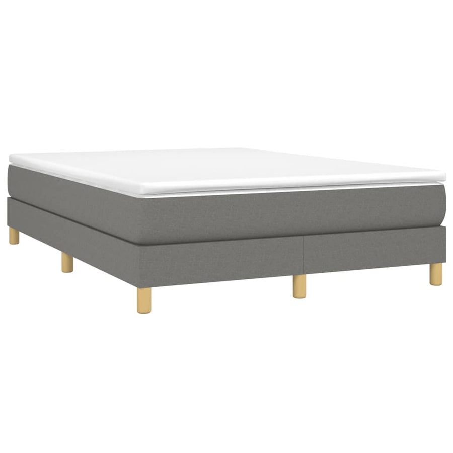 Boxspring met matras stof donkergrijs 140x200 cm 140 x 200 cm 25 cm