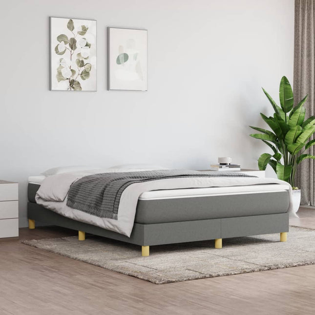 Boxspring met matras stof donkergrijs 140x200 cm 140 x 200 cm 25 cm