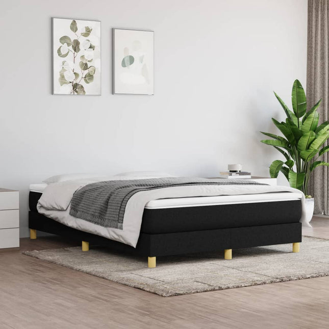 Boxspring met matras stof zwart 140x200 cm 140 x 200 cm 25 cm