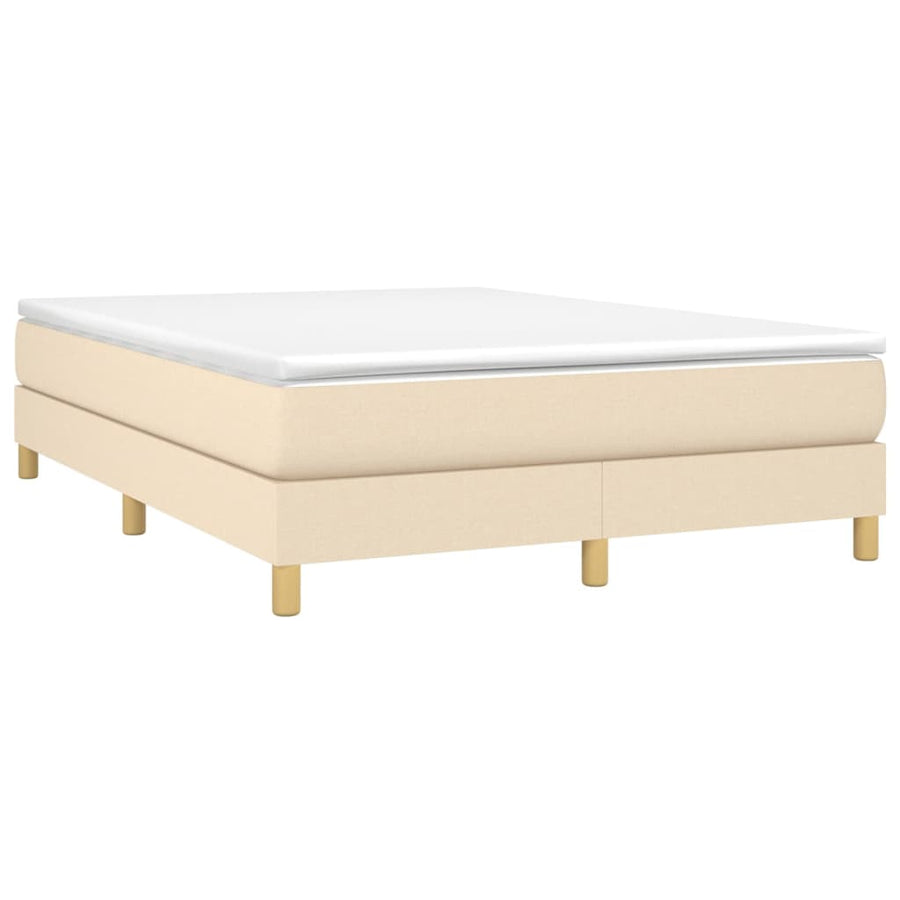 Boxspring met matras stof crèmekleurig 140x200 cm