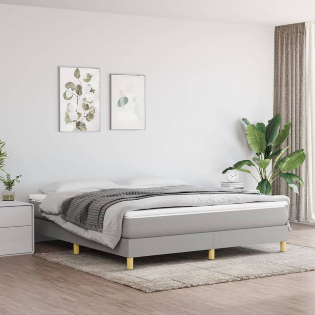 Boxspring met matras stof lichtgrijs 160x200 cm 160 x 200 cm 25 cm