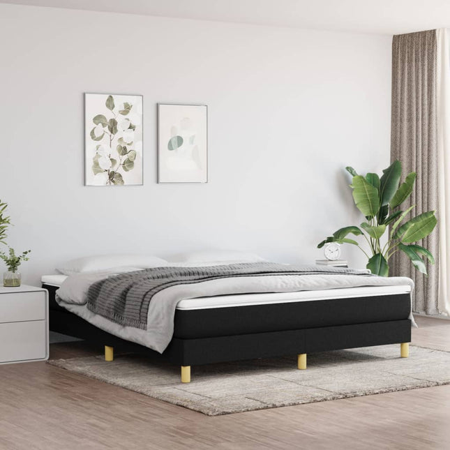 Boxspring met matras stof zwart 160x200 cm 160 x 200 cm 25 cm