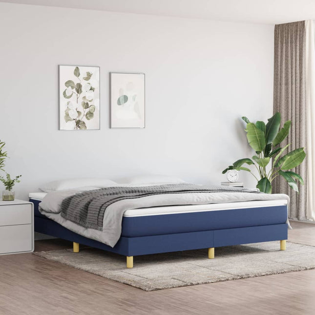 Boxspring met matras stof blauw 160x200 cm 160 x 200 cm 25 cm