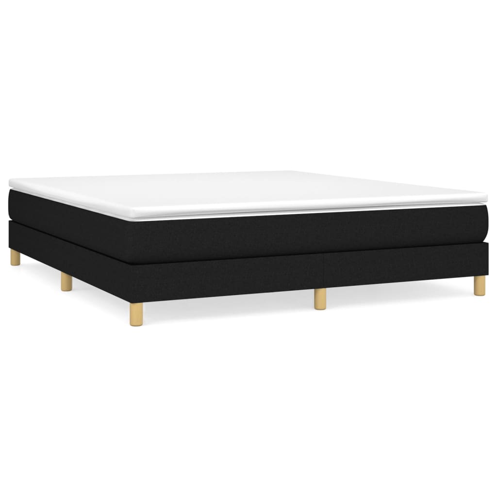Boxspring met matras stof zwart 180x200 cm 180 x 200 cm 25 cm