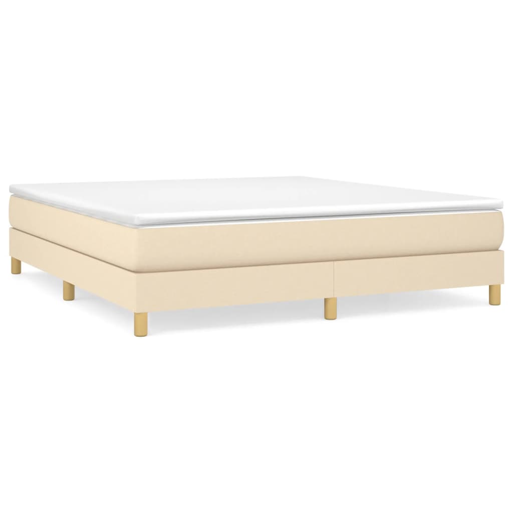 Boxspring met matras stof crèmekleurig 180x200 cm 180 x 200 cm 25 cm