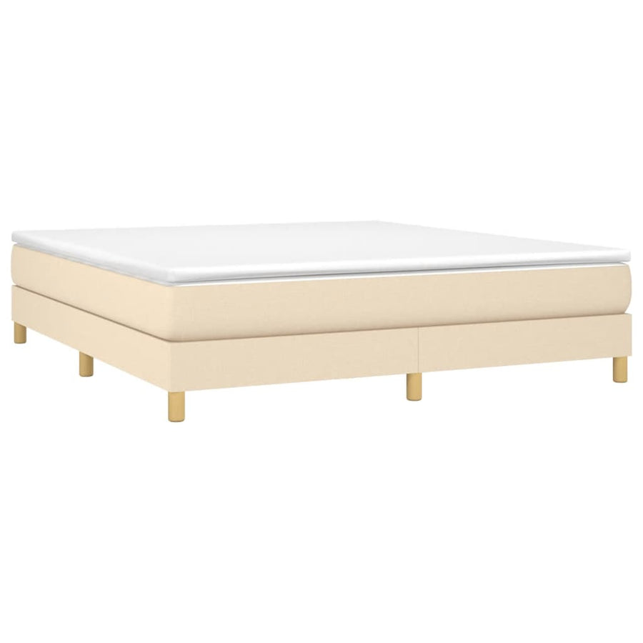 Boxspring met matras stof crèmekleurig 180x200 cm 180 x 200 cm 25 cm