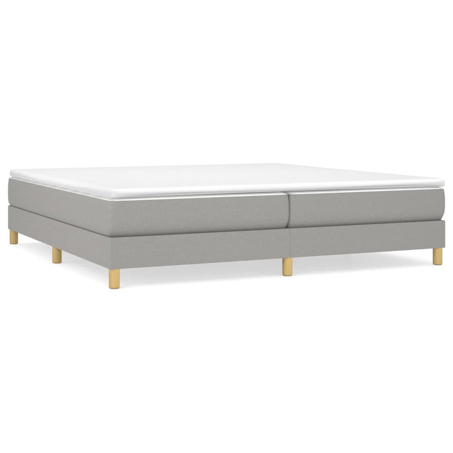 Boxspring met matras stof lichtgrijs 200x200 cm 200 x 200 cm 25 cm