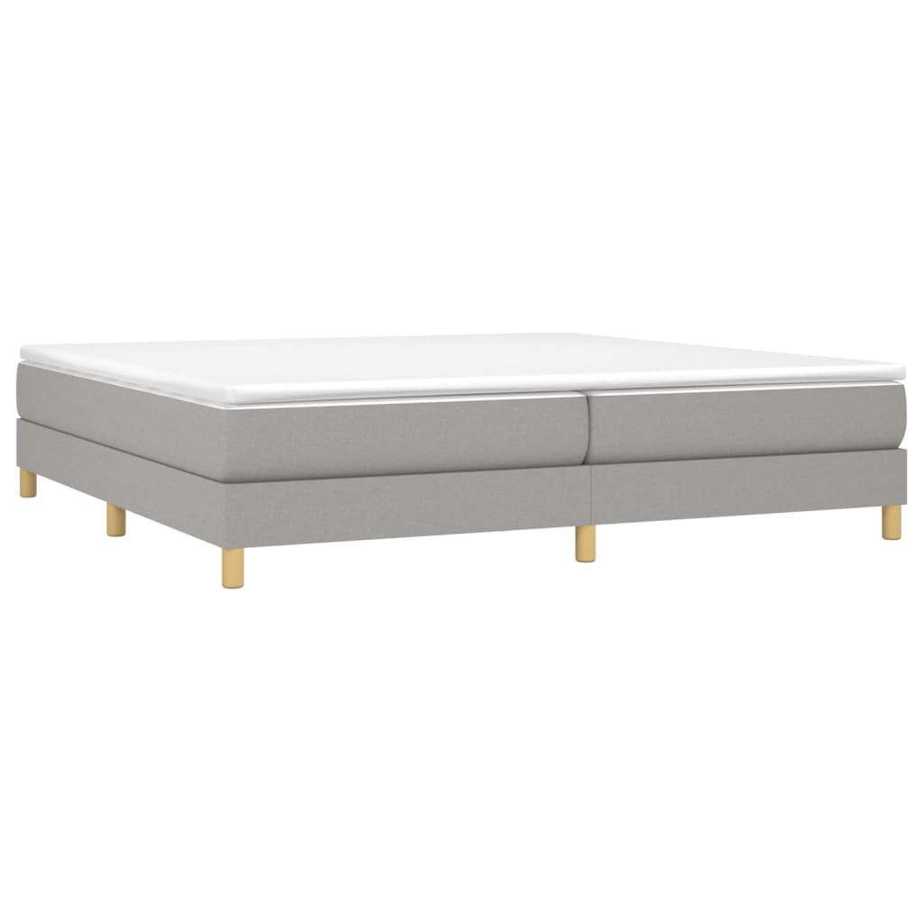 Boxspring met matras stof lichtgrijs 200x200 cm 200 x 200 cm 25 cm