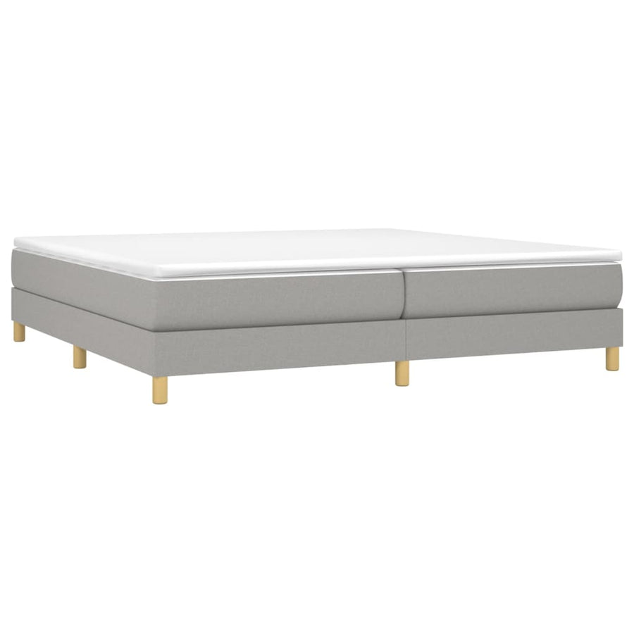 Boxspring met matras stof lichtgrijs 200x200 cm 200 x 200 cm 25 cm