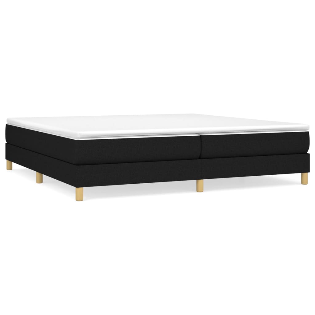 Boxspring met matras stof zwart 200x200 cm 200 x 200 cm 25 cm