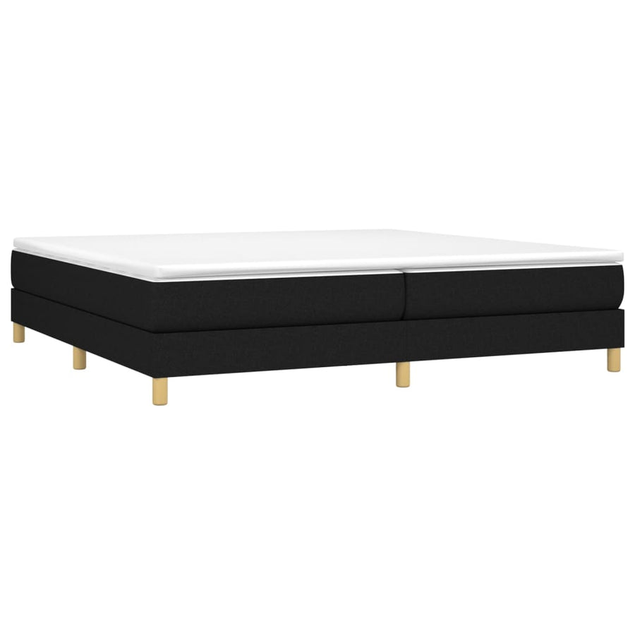Boxspring met matras stof zwart 200x200 cm 200 x 200 cm 25 cm