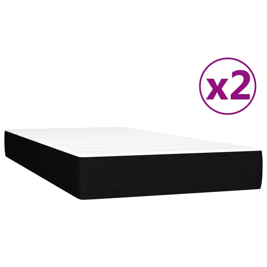Boxspring met matras stof zwart 200x200 cm 200 x 200 cm 25 cm