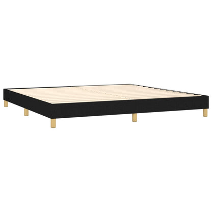 Boxspring met matras stof zwart 200x200 cm 200 x 200 cm 25 cm