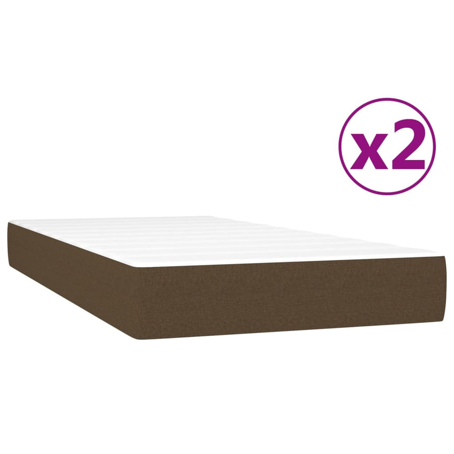 Boxspring met matras stof donkerbruin 200x200 cm