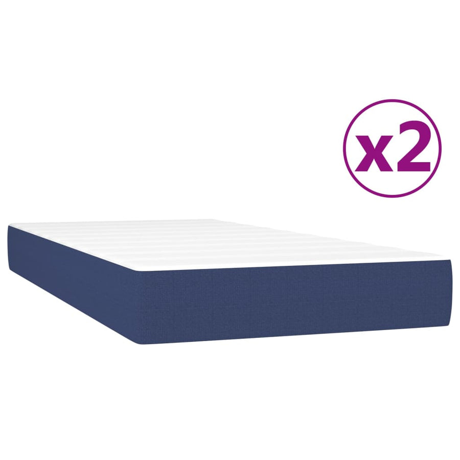 Boxspring met matras stof blauw 200x200 cm 200 x 200 cm 25 cm