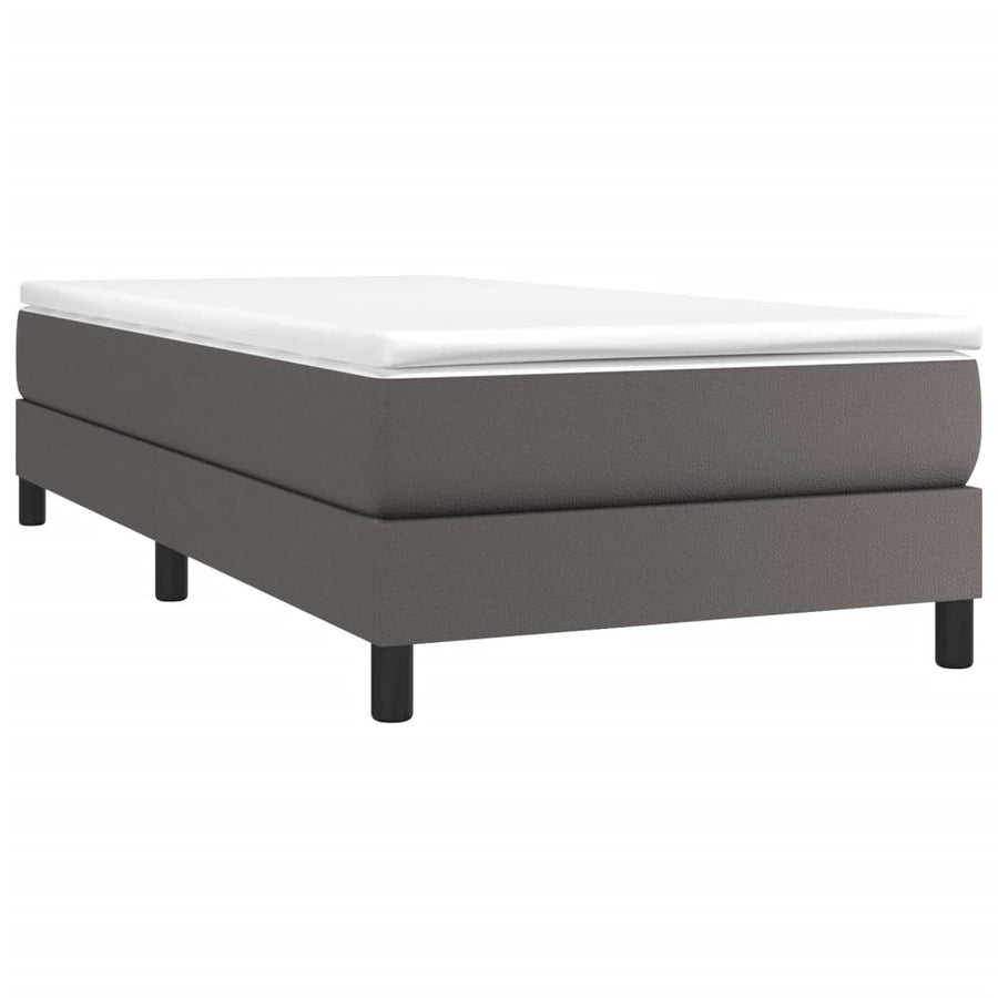 Boxspring met matras kunstleer grijs 80x200 cm 80 x 200 cm 25 cm Grijs