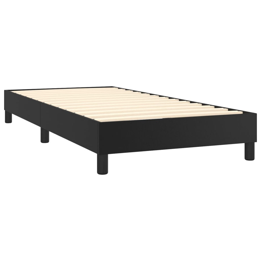 Boxspring met matras kunstleer zwart 90x200 cm 90 x 200 cm 25 cm Zwart