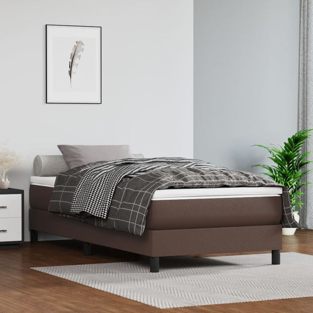 Boxspring met matras kunstleer bruin 90x200 cm 90 x 200 cm 25 cm Bruin