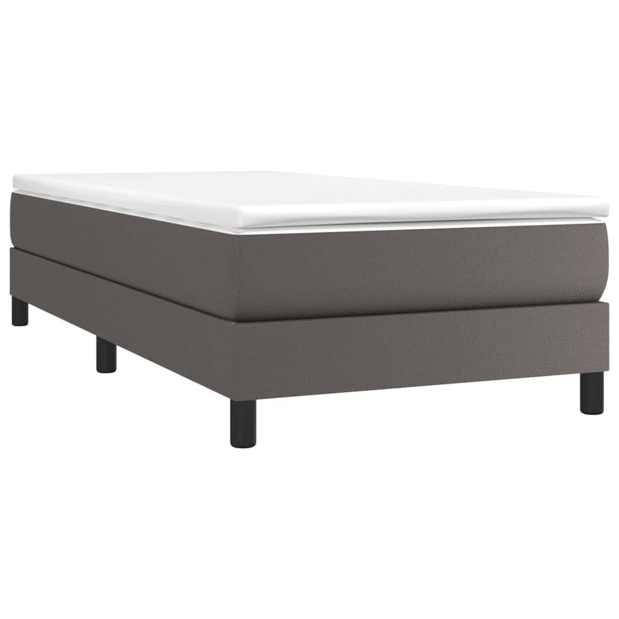 Boxspring met matras kunstleer grijs 90x200 cm 90 x 200 cm 25 cm Grijs