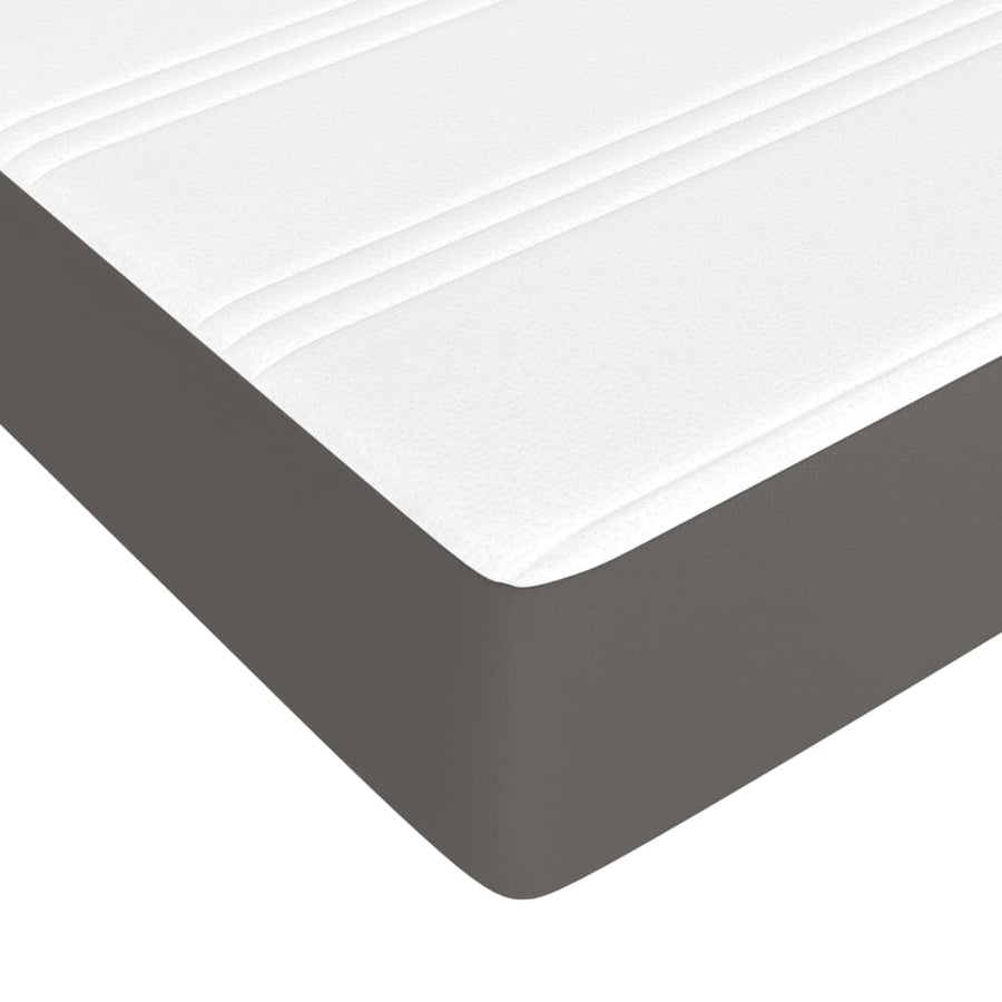 Boxspring met matras kunstleer grijs 90x200 cm 90 x 200 cm 25 cm Grijs