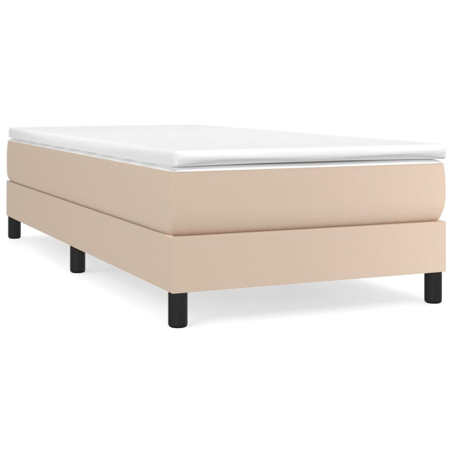Boxspring met matras kunstleer cappuccinokleurig 90x200 cm 90 x 200 cm 25 cm Cappuccino