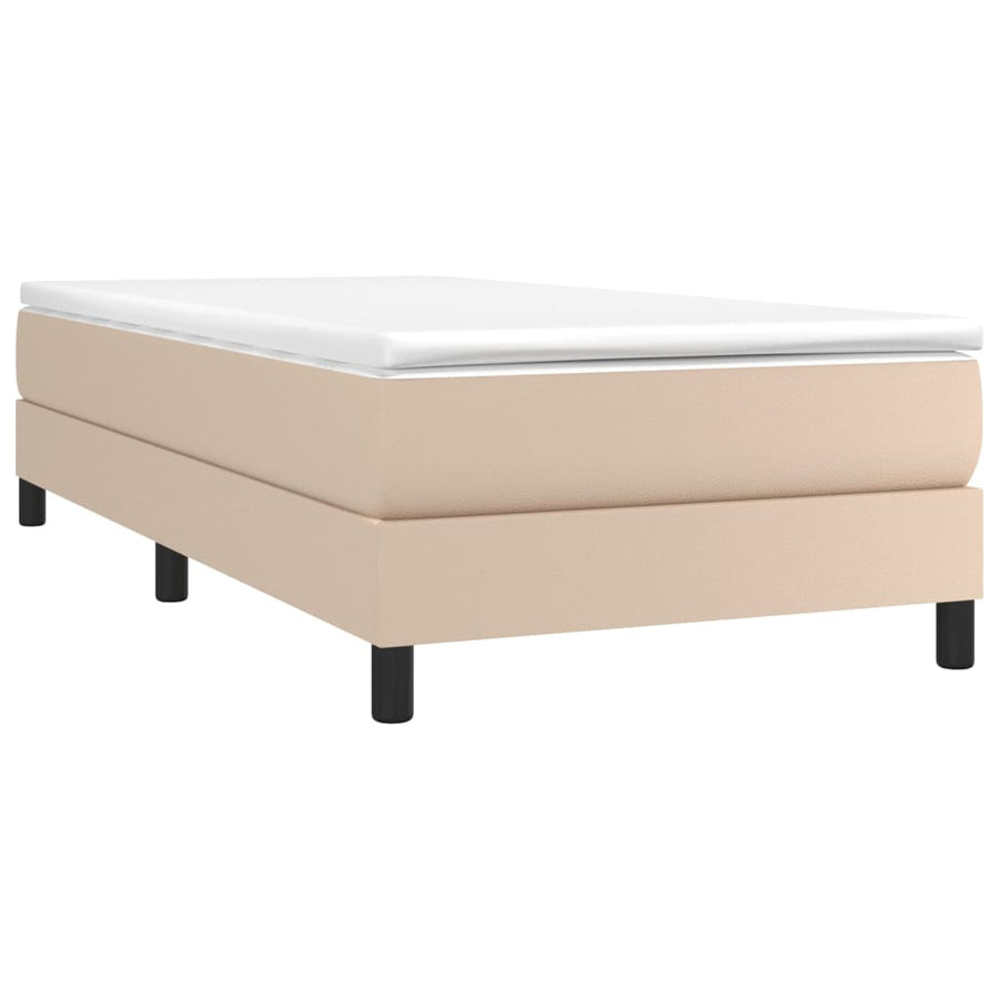 Boxspring met matras kunstleer cappuccinokleurig 90x200 cm 90 x 200 cm 25 cm Cappuccino