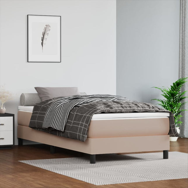 Boxspring met matras kunstleer cappuccinokleurig 90x200 cm 90 x 200 cm 25 cm Cappuccino