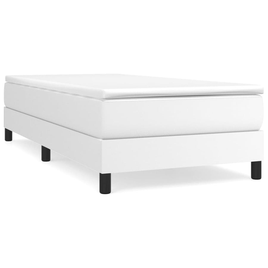 Boxspring met matras kunstleer wit 100x200 cm 100 x 200 cm 25 cm Wit