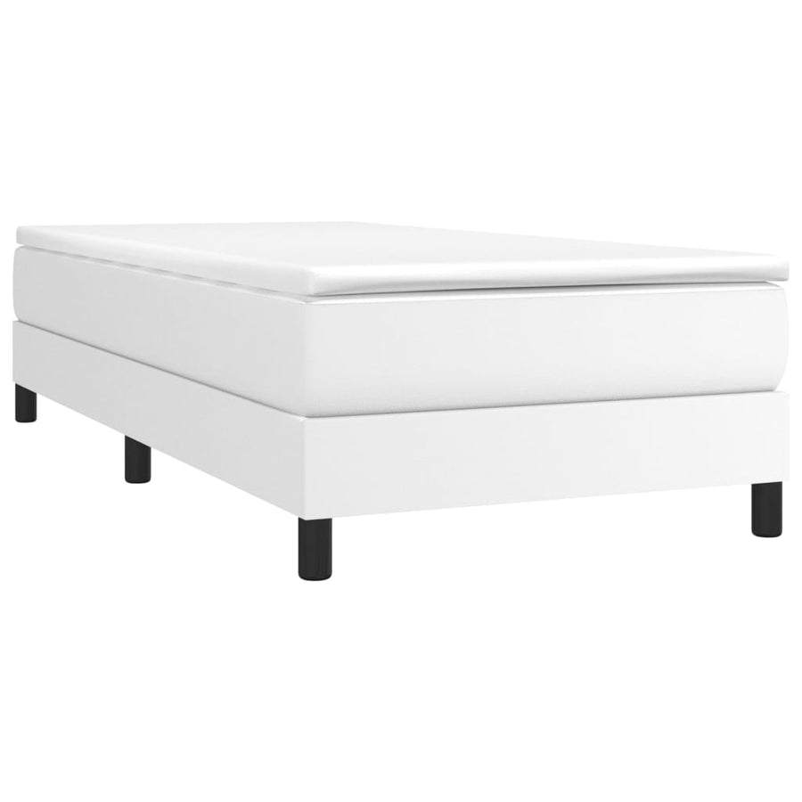 Boxspring met matras kunstleer wit 100x200 cm 100 x 200 cm 25 cm Wit