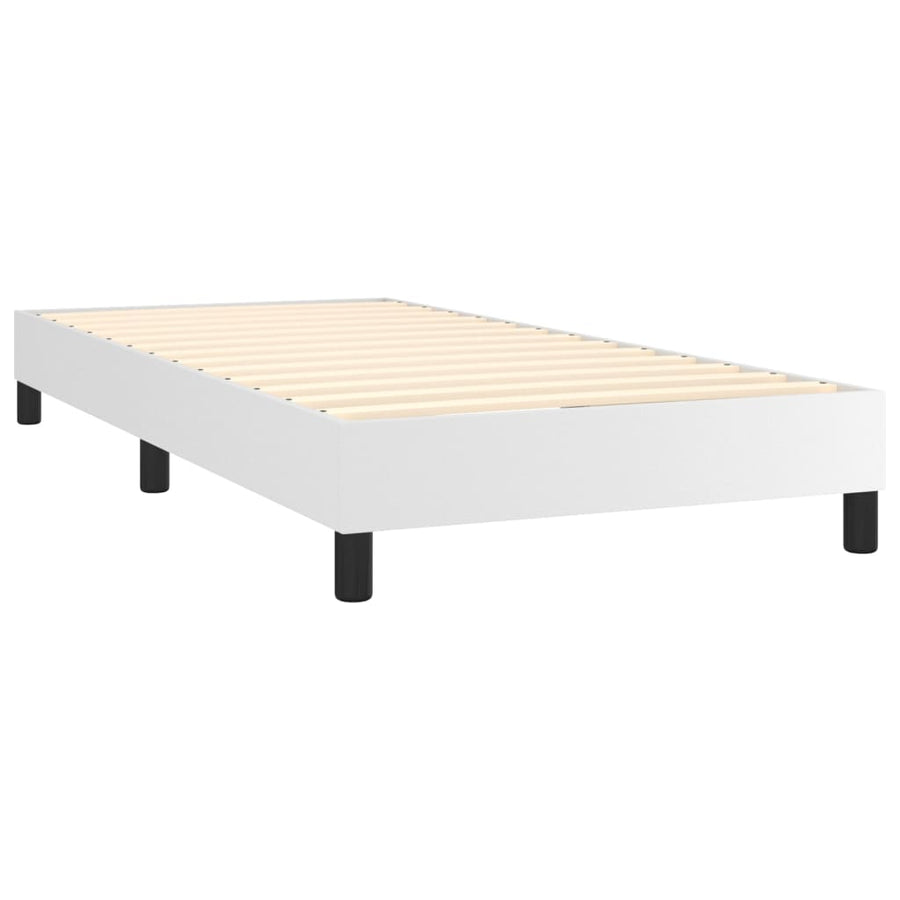 Boxspring met matras kunstleer wit 100x200 cm 100 x 200 cm 25 cm Wit