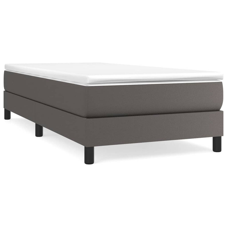 Boxspring met matras kunstleer grijs 100x200 cm 100 x 200 cm 25 cm Grijs